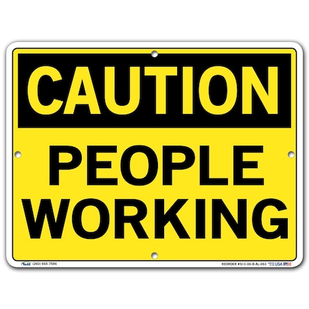 Vestil Sign, Caution, 12.5x9.5", Aluminum, .063, SI-C-06-B-AL-063 SI-C-06-B-AL-063